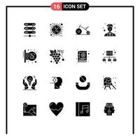 16 Universal Solid Glyph Signs Symbols of coffee worker target site coordinator Editable Vector Design Elements