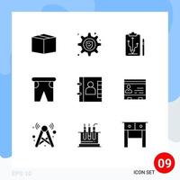 conjunto de 9 iconos de ui modernos símbolos signos para contactos estrategia de viaje natación vacaciones elementos de diseño vectorial editables vector