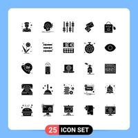 Pictogram Set of 25 Simple Solid Glyphs of love easter equalizer egg massege Editable Vector Design Elements