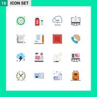 16 Universal Flat Color Signs Symbols of jotter documents develop copy rocket Editable Pack of Creative Vector Design Elements