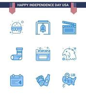 Editable Vector Line Pack of USA Day 9 Simple Blues of movies gift american festivity celebration Editable USA Day Vector Design Elements