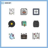User Interface Pack of 9 Basic Filledline Flat Colors of multimedia favorite office bubble new Editable Vector Design Elements