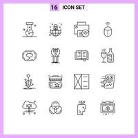 Stock Vector Icon Pack of 16 Line Signs and Symbols for bangla bangladesh label devices computer mouse Editable Vector Design Elements