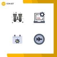 Group of 4 Modern Flat Icons Set for binocular calendar travel css islamic Editable Vector Design Elements