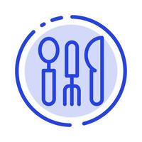 Cutlery Hotel Service Travel Blue Dotted Line Line Icon vector