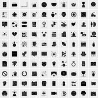 Set of 100 Universal Solid Icons vector