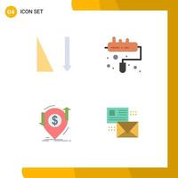 Pack of 4 Modern Flat Icons Signs and Symbols for Web Print Media such as ascending finance brush transaction mailing Editable Vector Design Elements