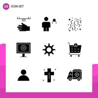 Glyph Icon set Pack of 9 Solid Icons isolated on White Background for responsive Website Design Print and Mobile Applications vector