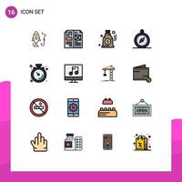 Set of 16 Modern UI Icons Symbols Signs for muscle clock media navigation browse Editable Creative Vector Design Elements