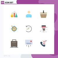 Mobile Interface Flat Color Set of 9 Pictograms of twitter arrow basket dart focus Editable Vector Design Elements