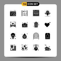 16 iconos creativos, signos y símbolos modernos de escala de escritorio, idea de lápiz web, elementos de diseño vectorial editables vector