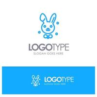 Bunny Easter Rabbit Blue Outline Logo Place for Tagline vector