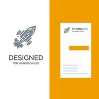 Startup Business Goal Launch Mission Spaceship Grey Logo Design and Business Card Template vector