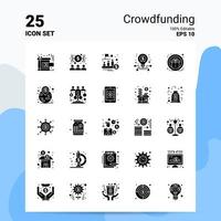 25 Crowdfunding Icon Set 100 Editable EPS 10 Files Business Logo Concept Ideas Solid Glyph icon design vector