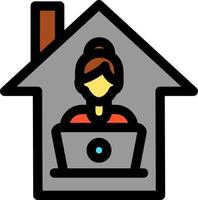 Women Working at Home Vector Icon Design