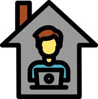 Man Working at Home Vector Icon Design