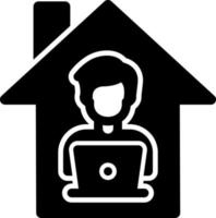 hombre trabajando en casa diseño de icono de vector