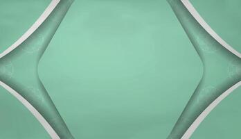 Mint colored banner with antique white ornamentation and space for text vector