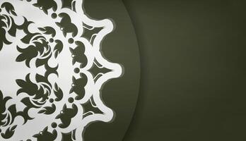 Dark green banner with abstract white ornament for design under your text vector