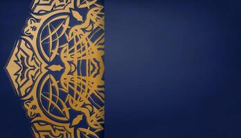 Dark blue banner with luxurious gold pattern and space for your logo or text vector