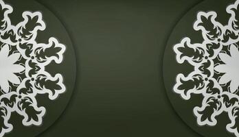 banner verde oscuro con adorno blanco abstracto para el diseño del logotipo vector