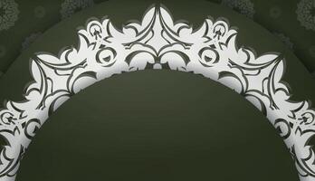 Dark green banner with Greek white pattern and space for your logo or text vector