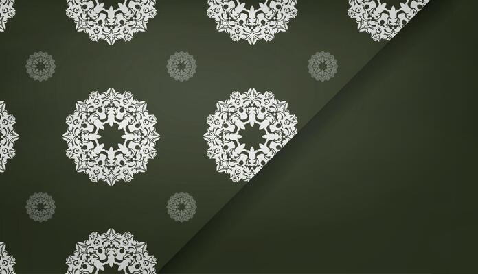 Dark green banner with vintage white ornament for design under your logo or text