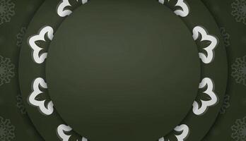 Dark green banner with Greek white pattern and space for your logo vector