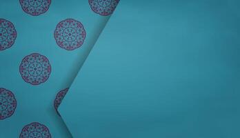 Baner of turquoise color with abstract purple pattern for design under your text vector