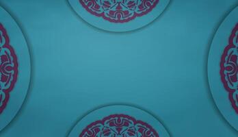Baner of turquoise color with a luxurious purple ornament for design under your text vector