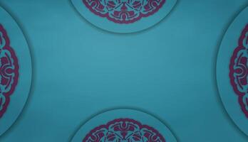 Baner of turquoise color with a luxurious purple ornament for design under your text vector