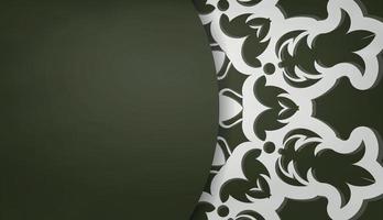 Dark green banner with Greek white ornaments and a place under the logo vector