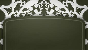 Dark green banner with abstract white pattern for design under your text vector