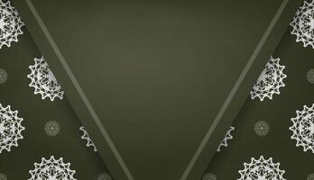 Dark green banner with greek white pattern for design under your text vector