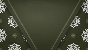 Dark green banner with greek white pattern for design under your text vector