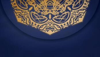 Dark blue banner with abstract gold pattern for design under your logo or text vector