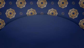 Dark blue banner with Greek gold pattern and space for your logo or text vector