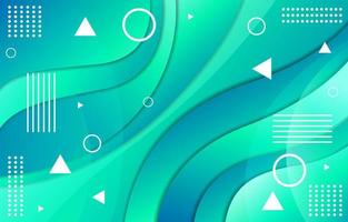 Blue Green Fluid Gradient With Geometric Shape Background vector