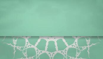 Mint color banner with abstract white pattern for logo design vector