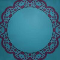 Green color brochure with abstract purple ornament for your congratulations. vector
