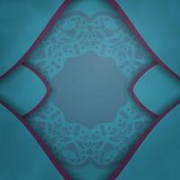 Green color brochure with Greek purple pattern prepared for typography. vector