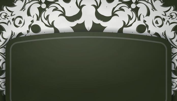 Dark green banner with vintage white ornament for logo or text design