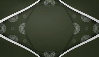 Dark green banner with abstract white ornament and space for your logo or text vector