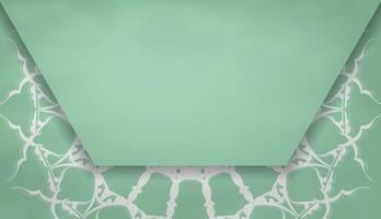 Mint color banner with luxurious white pattern for logo design vector