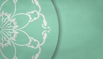 Baner of mint color with abstract white ornament for design under your text vector