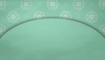 Mint colored banner with Indian white ornaments and place under your text vector