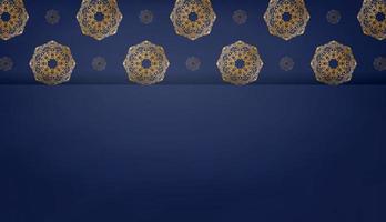 Dark blue banner with luxurious gold ornaments and space for your logo or text vector