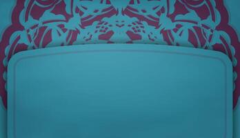 Turquoise banner with vintage purple pattern for design under your text vector