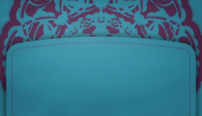 Turquoise banner with vintage purple pattern for design under your text