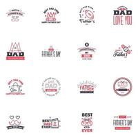 Happy fathers day set 16 Black and Pink Vector typography Vintage lettering for fathers day greeting cards banners tshirt design You are the best dad Editable Vector Design Elements